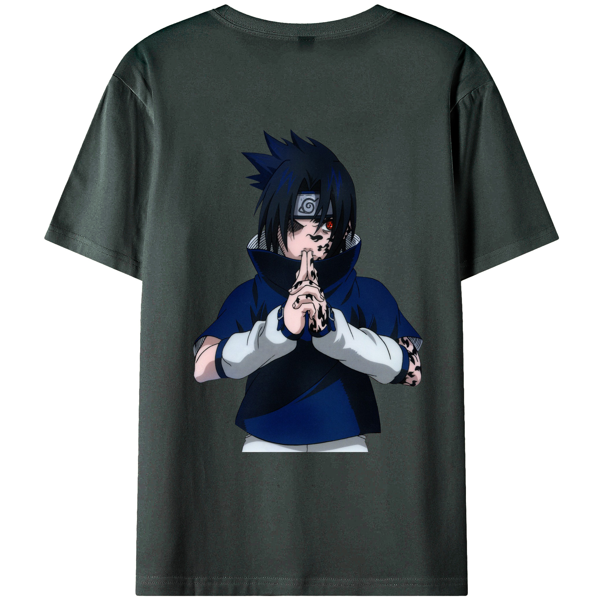（画像用） NARUTO -ナルト- うちは サスケ Uchiha Sasuke 綿100％ メンズ半袖Tシャツ（バックプリント） 通気性